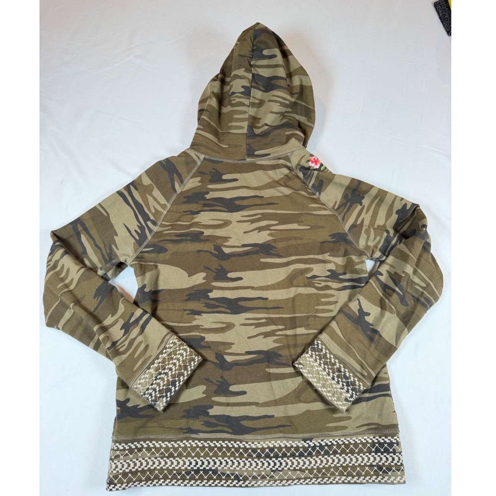 JWLA Johnny Was Camo Floral Embroidered Zip Up Hoodie Jacket Green 3837JW M - Picture 7 of 8